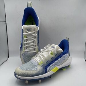 New UNDER ARMOUR Harper 6 Low ST White Royal Blue TPU Baseball Cleats Mens Sz 10